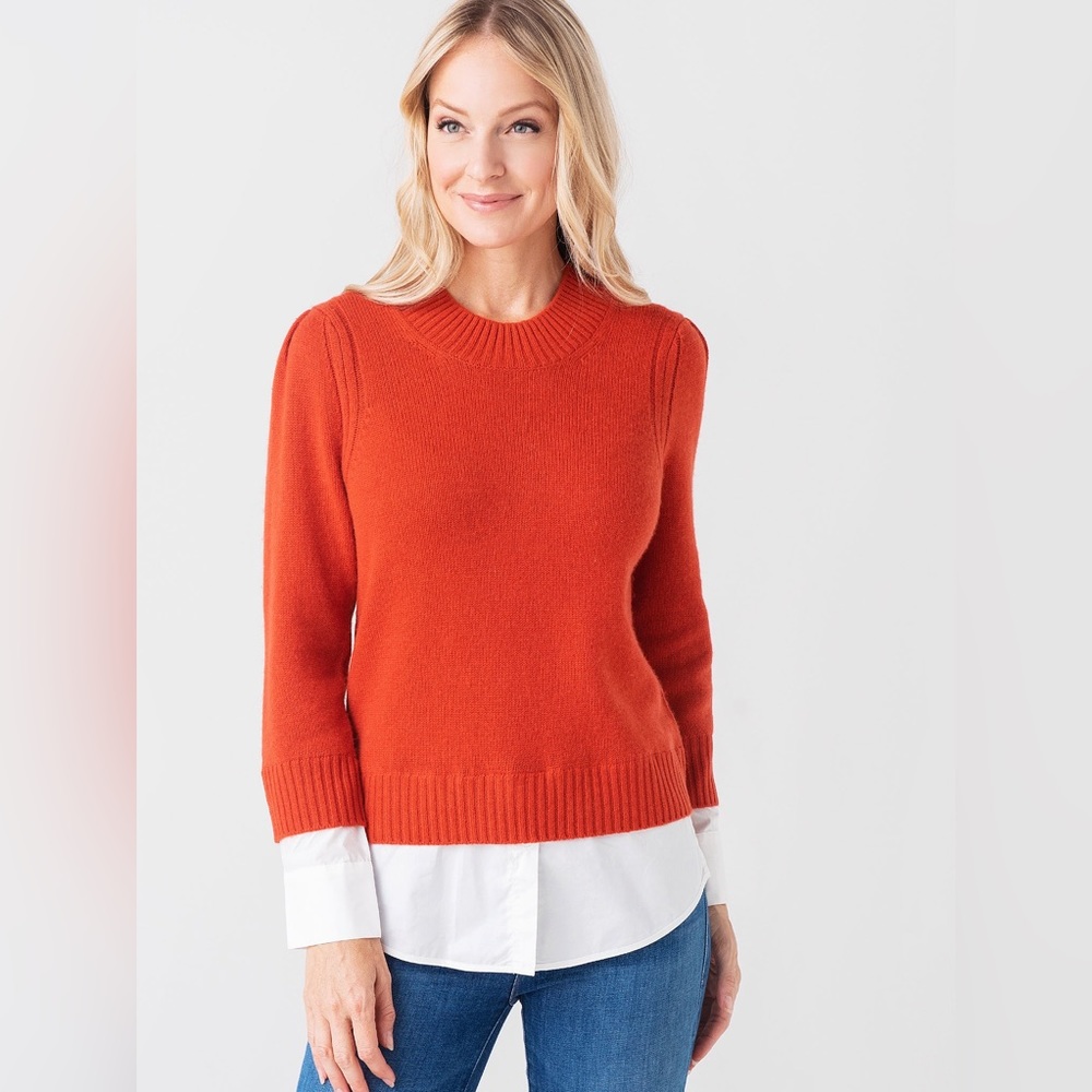 BROCHU WALKER WOMEN'S ETON LAYERED CREW LOOKER SWEATER large